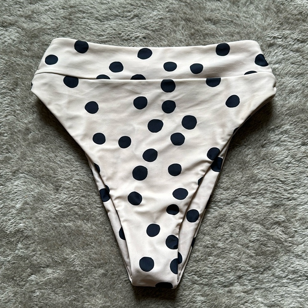 Aila Blue Polka Dot High Waisted Bikini Bottom S